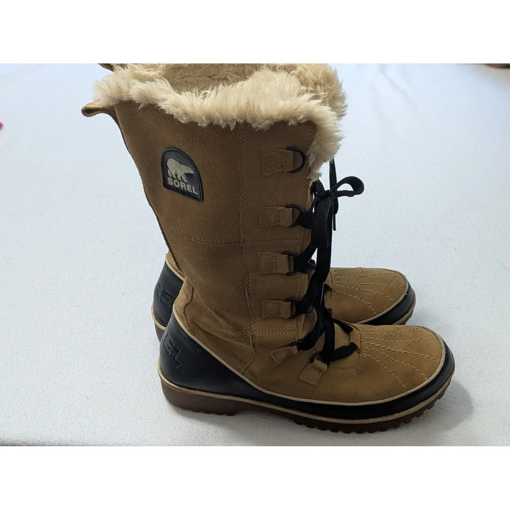 Sorel Tivoli IV Tall Boots Curry Black Brown Winter Snow Women's Size 10